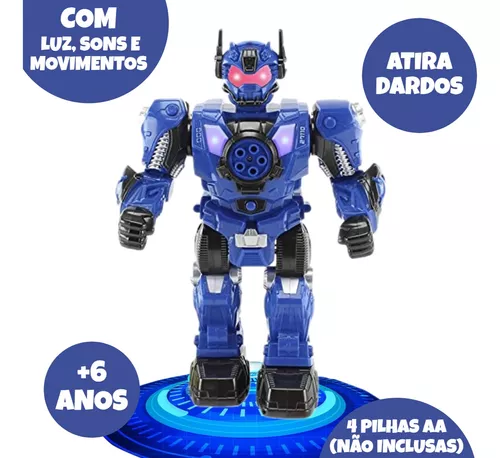 Brinquedo Robô Musical c/ Controle Remoto Atira Discos Luz e Som