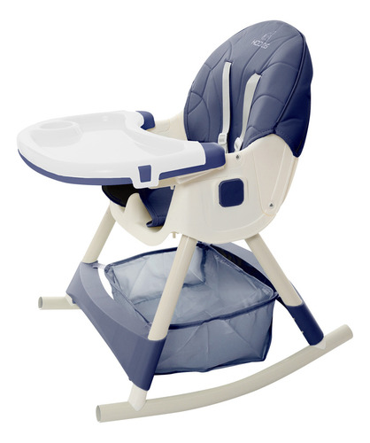 Silla Alta Periquera Bebe KIDDOS Mecedora Con Llantas 5 En 1 Ajustable Plegable Asiento Piel Bandeja Extraíble Segura Color Azul