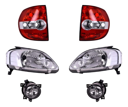 Kit Calaveras + 4 Faros Depo P/ Volkswagen Crossfox 07 A 09