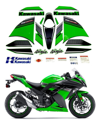 Kit Adesivo Para Kawasaki Ninja 300 Edicao Especial 16103 Cor Verde