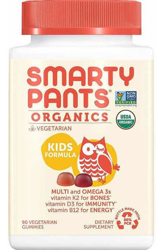 Smarty Pants Organico Multi Vitaminas Kids Niños Sabor Cereza Y Mezcla De Bayas