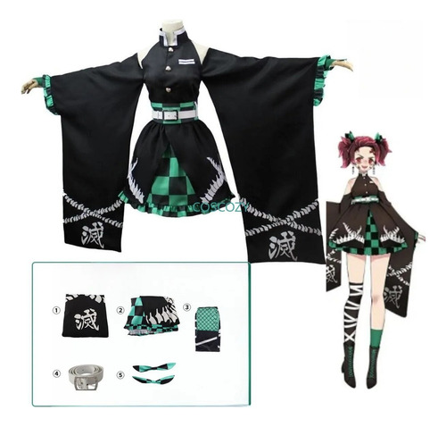 Vestido Femenino Tanjiro Kamadou Anime Demon Slayer Kimetsu