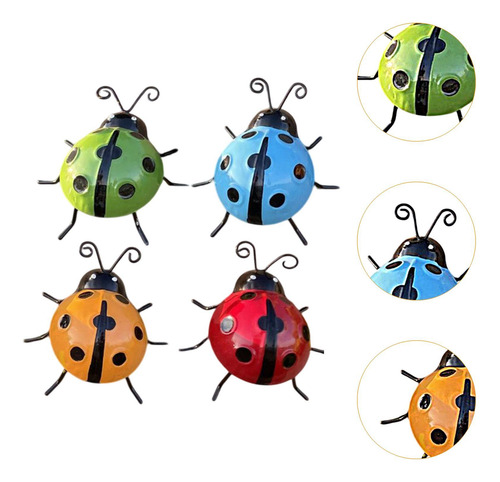 4x Garden Ladybug Ornamentos De Pared Decoración De La