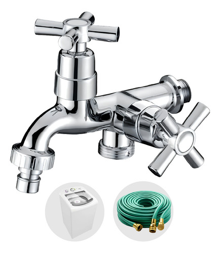 Torneira Abs Dupla Saída Para Tanque E Máquina De Lavar Com Rosca Para Mangueira Instalação Na Parede Ideal Para Lavanderia Jardim E Área De Serviço Alta Durabilidade E Versatilidade Fc-87 Via Flix