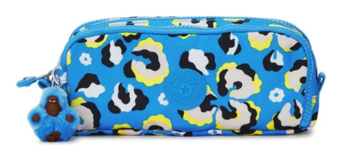 Estuche Gitroy Kipling con flores azules y amarillas