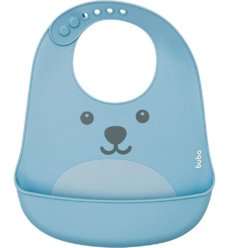 Babador De Silicone Gumy Com Porta Migalhas Azul Buba 12092