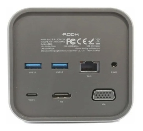 Imagen 3 de 10 de Hub Usb C 7 En 1 Hdmi Vga Rj45 3.5mm Usb 3.0 Cloud - Rock