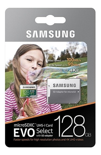 Imagen 3 de 3 de Memoria Microsd Samsung Evo Select 128gb 100mbs C10 U3 4k