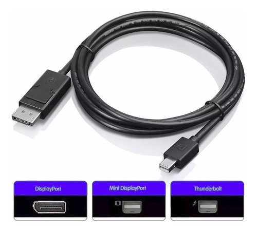 Cable Mini Display Port - Displayport M-macho 1.8 Metros Mt® Color Negro