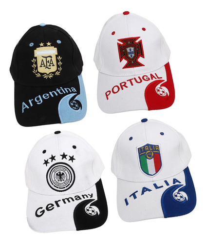 Gorra De Argentina Bordada, 4 Unidades, Para El Mundial De I