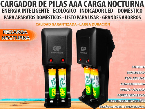 Cargador Gp Inteligent D Pilas Aa Aaa Recarg Nocturna Ahorra