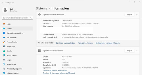 Dell Latitude E7470 I7vpro 512gb Ssd-m.2 - 12gb-ram Win11pro (Usado)