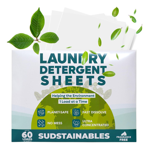 Hojas De Detergente Para Ropa (60 Cargas)  Tiras De Deterge