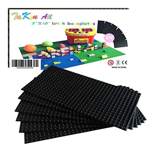 Building Bricks Block Base Plates Black 6 Paquete De Placas