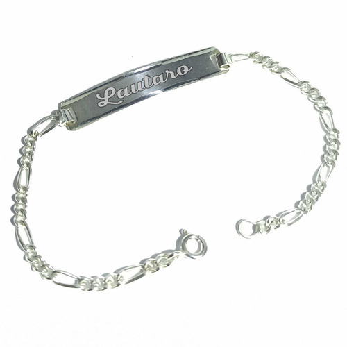 Pulsera Plata Identidad Bebe Niño Niña Grabada Ambos Lados Diámetro 1 Cm Largo 16 Cm