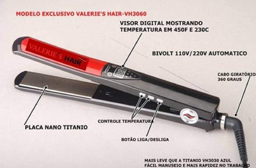 Imagem 2 de 3 de Prancha Valerie's Hair Vh 3060 Bivolt