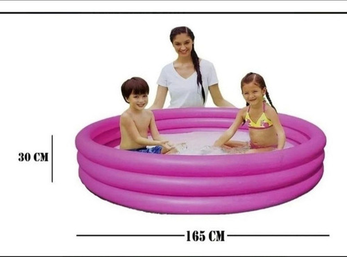 Imagen 8 de 9 de Alberca Inflable 3 Aros Play Day 1.65m X 30cm Niños Piscina Color Rosa