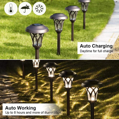 Luces Solares Para Camino Al Aire Libre 6 Unidades Brillante