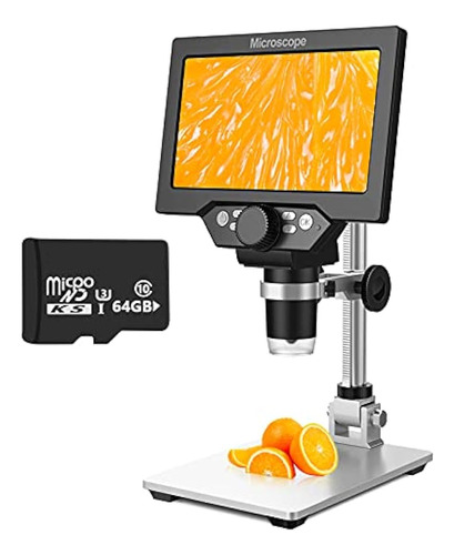 Microscopio Digital Lcd De 7 Pulgadas Con Tarjeta Tf De 64 G