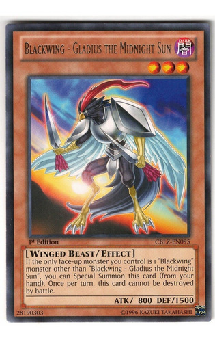 Yugioh Blackwing Gladius The Midnight Sun Rare 1st Cblz-en09