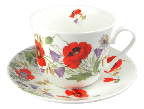 Roy Kirkham Inglés Meadow Poppy Flower Porcelana Fina, Desay