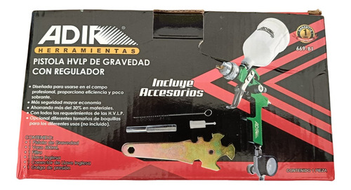 Pistola De Gravedad Hvlp Con Regulador Adir 669b-1