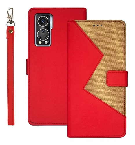 Funda De Piel Con Empalme Bicolor Para Zte Axon 30s