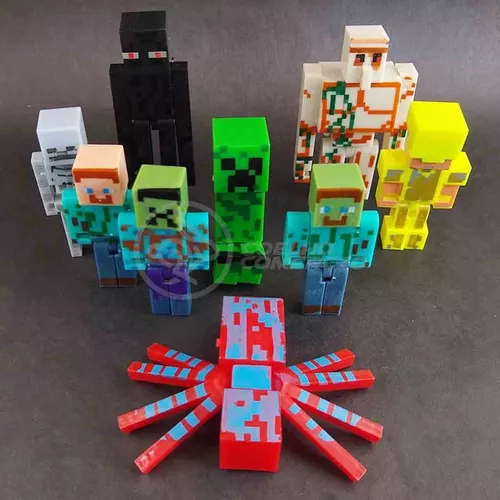 Kit Brinquedo Cartela Bonecos Minecraft E Itens 10 Peças em