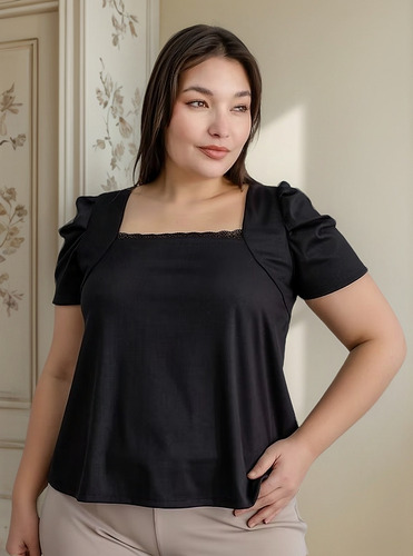 Remera Mujer Talles Grandes Escote Cuadrado Princesa