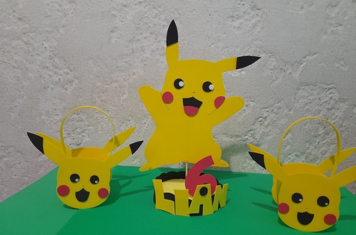 Imagen 5 de 10 de Pokemon Centros De Mesa Adorno Para Torta Pokemon Topper