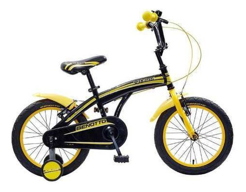 Bicicleta infantil Benotto Infantil Viking R16 freno v-brakes color negro/amarillo