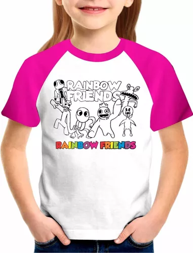 Camiseta Infantil Babão Blue Rainbow Friends Para Colorir #6