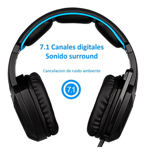 Imagen 2 de 4 de Sades Spirit Wolf Auricular Gamer 7.1 Headset Gaming Juegos