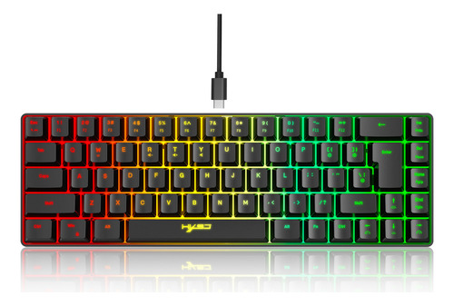 Teclado K68 V200 Gaming Streamer Con Cable Hxsj Rgb Mini De