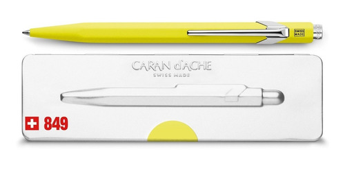 Caran D'ache 849 Pop Line Fluo Yellow Ballpoint With Metal.