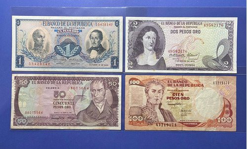 Colección 4 Billetes Antiguos Colombia