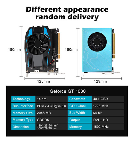 Tarjeta Gráfica Gt1030 Gddr5 De 2 Gb, 14 Nm, 1228 Mhz, 1502