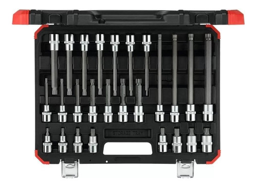 Jogo De Soquetes Multidentada M5-m16 Encaixe 1/2 26 Peças G