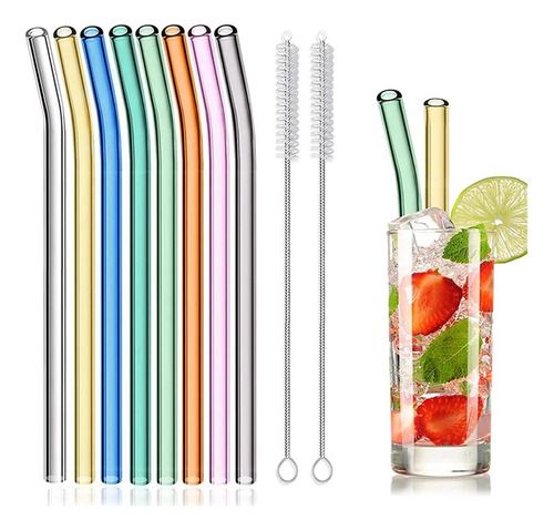 8 Pcs Reutilable Glass Streds, Canudos De Bebidas Ecológicas