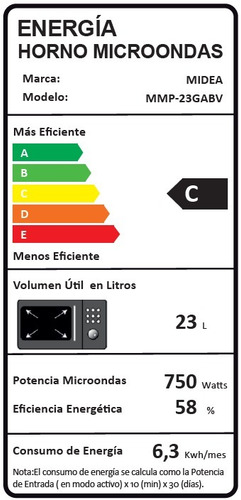 Imagen 3 de 3 de Microondas Midea MMP-23GABV gris 23L 220V