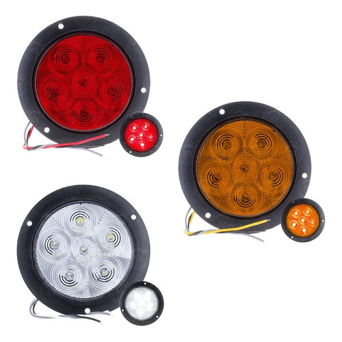 Plafon 6 Hiper Led Redondo Fija Estrobo Bisel Negro 12-24v F