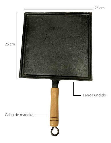 Bifeteira Quadrada 60 25x25cm Lisa - Fuzil