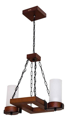 Lustre Rústico Envelhecido Country 2 Lâmpadas Muller 1202e Cor Preto 110v/220v