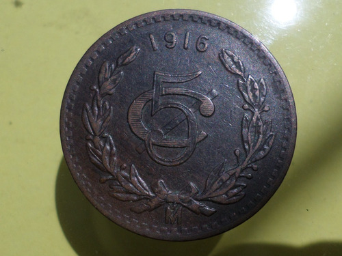 Moneda Antigua 5 Centavos 1916 Escasa!!! Buen Estado
