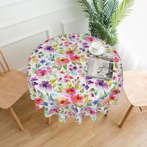 Mantel Redondo Floral Para Mesa Con Estilo Rustico