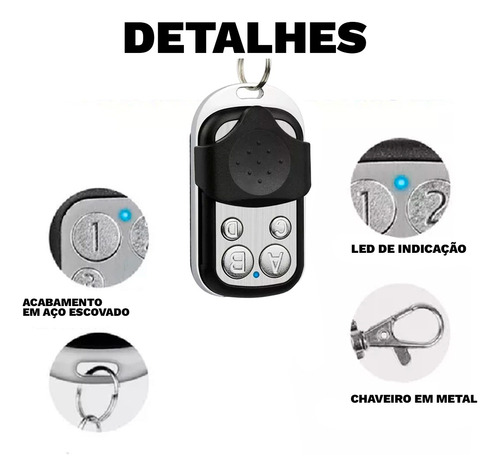 Kit 20 Controles Remoto Copiador Clone Duplicador 433 Mhz Preto