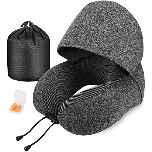 Almohada cervical para viajar, almohada cervical de viaje mejorada para  avión, almohada de viaje de espuma viscoelástica 100% pura para dormir en  el