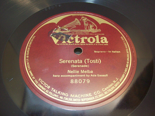 Adp Disco Pasta Serenata ( Tosti ) Nellie Melba 12'' 78 Rpm