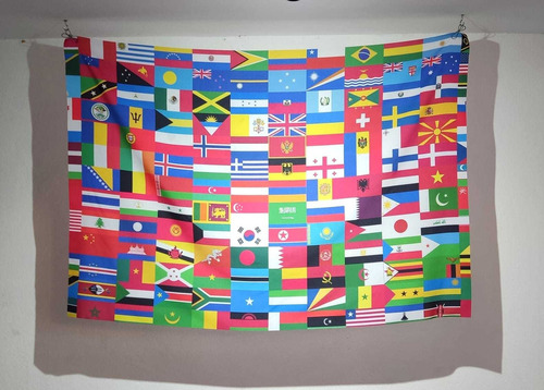 Bandeira Com Países Do Mundo Para Missões Cultos 1,50 X 1,00