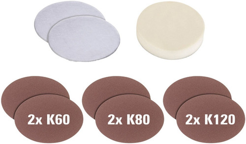 Imagen 4 de 10 de Set Lijas Paños Bonete 7 Pz Lustradoras Pulidora 180mm
